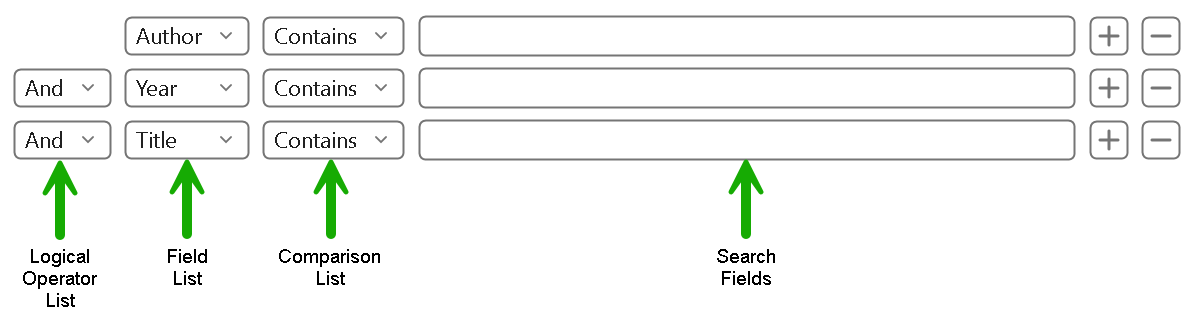 The Windows advanced search panel